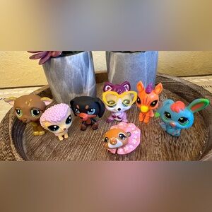 LPS Littlest Pet Shop lot of 7 / dogs/ blacklight series/ hedgehog / hamster